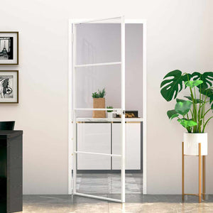 Innentür Weiß 83x201,5 cm Hartglas & Aluminium Schlank