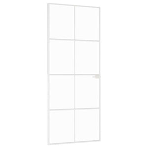 Innentür Weiß 83x201,5 cm Hartglas & Aluminium Schlank