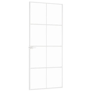 Innentür Weiß 83x201,5 cm Hartglas & Aluminium Schlank