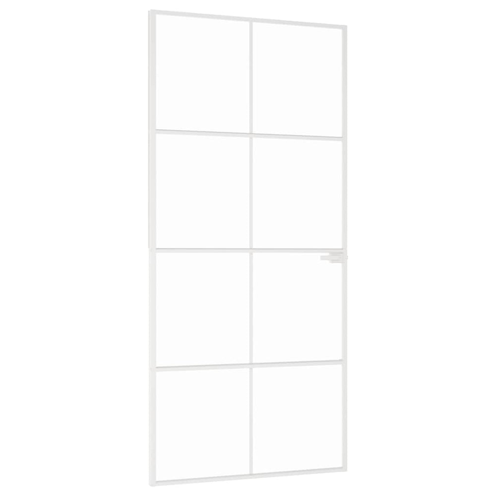 Innentür Weiß 93x201,5 cm Hartglas & Aluminium Schlank