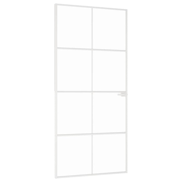 Innentür Weiß 93x201,5 cm Hartglas & Aluminium Schlank