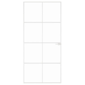 Innentür Weiß 93x201,5 cm Hartglas & Aluminium Schlank