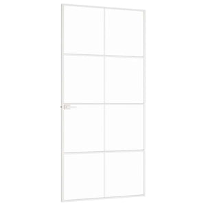 Innentür Weiß 93x201,5 cm Hartglas & Aluminium Schlank