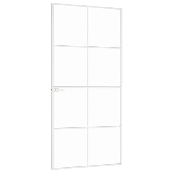 Innentür Weiß 93x201,5 cm Hartglas & Aluminium Schlank