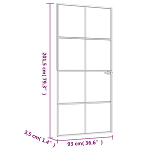 Innentür Weiß 93x201,5 cm Hartglas & Aluminium Schlank
