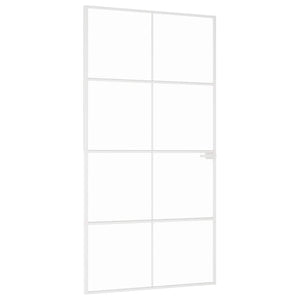 Innentür Weiß 102x201,5 cm Hartglas & Aluminium Schlank