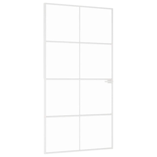 Innentür Weiß 102x201,5 cm Hartglas & Aluminium Schlank