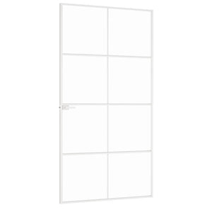 Innentür Weiß 102x201,5 cm Hartglas & Aluminium Schlank