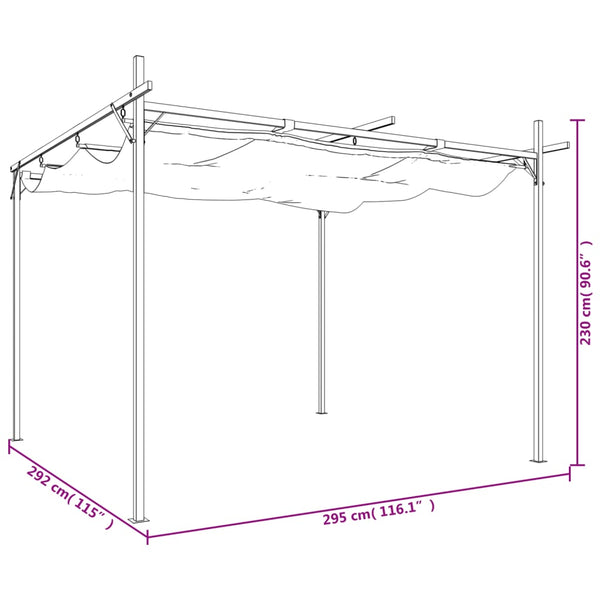 vidaXL Pergola à toit rétractable crème 295x292x230 cm