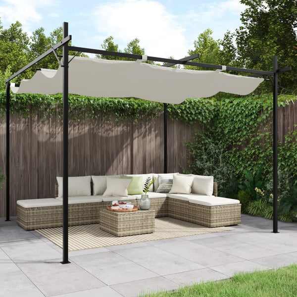 vidaXL Pergola à toit rétractable crème 295x292x230 cm