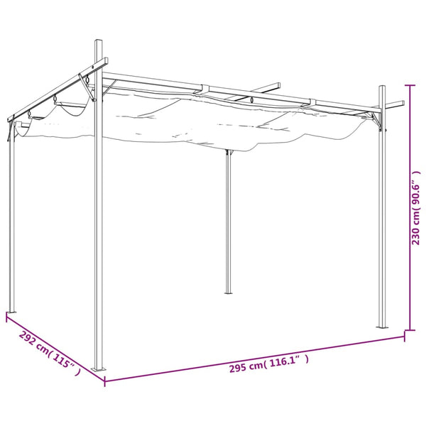 vidaXL Pergola avec toit coulissant Taupe 295x292x230 cm