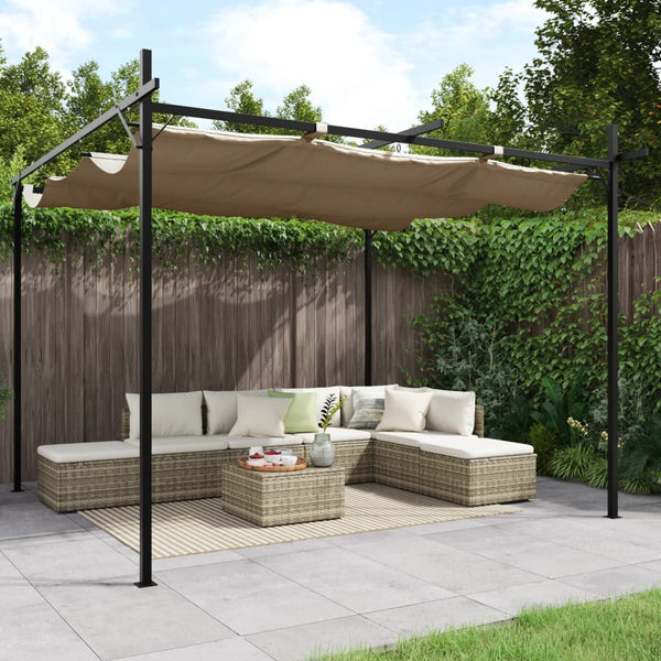 vidaXL Pergola avec toit coulissant Taupe 295x292x230 cm
