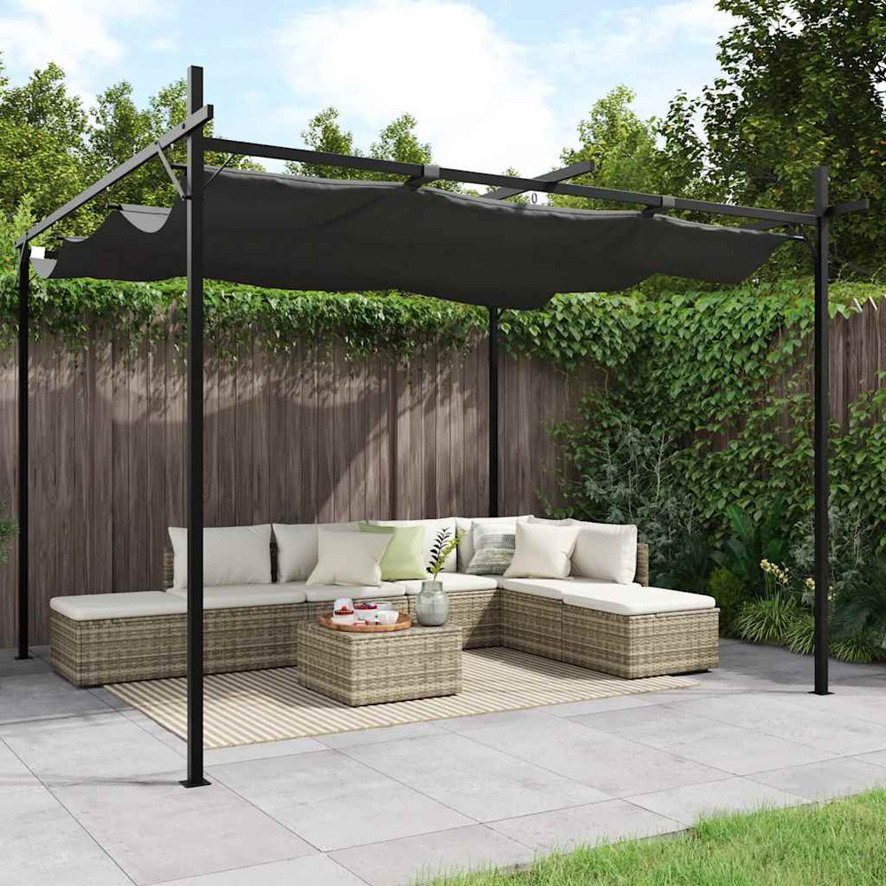 Anthrazit Pergola mit Schiebedach 295x292 cm