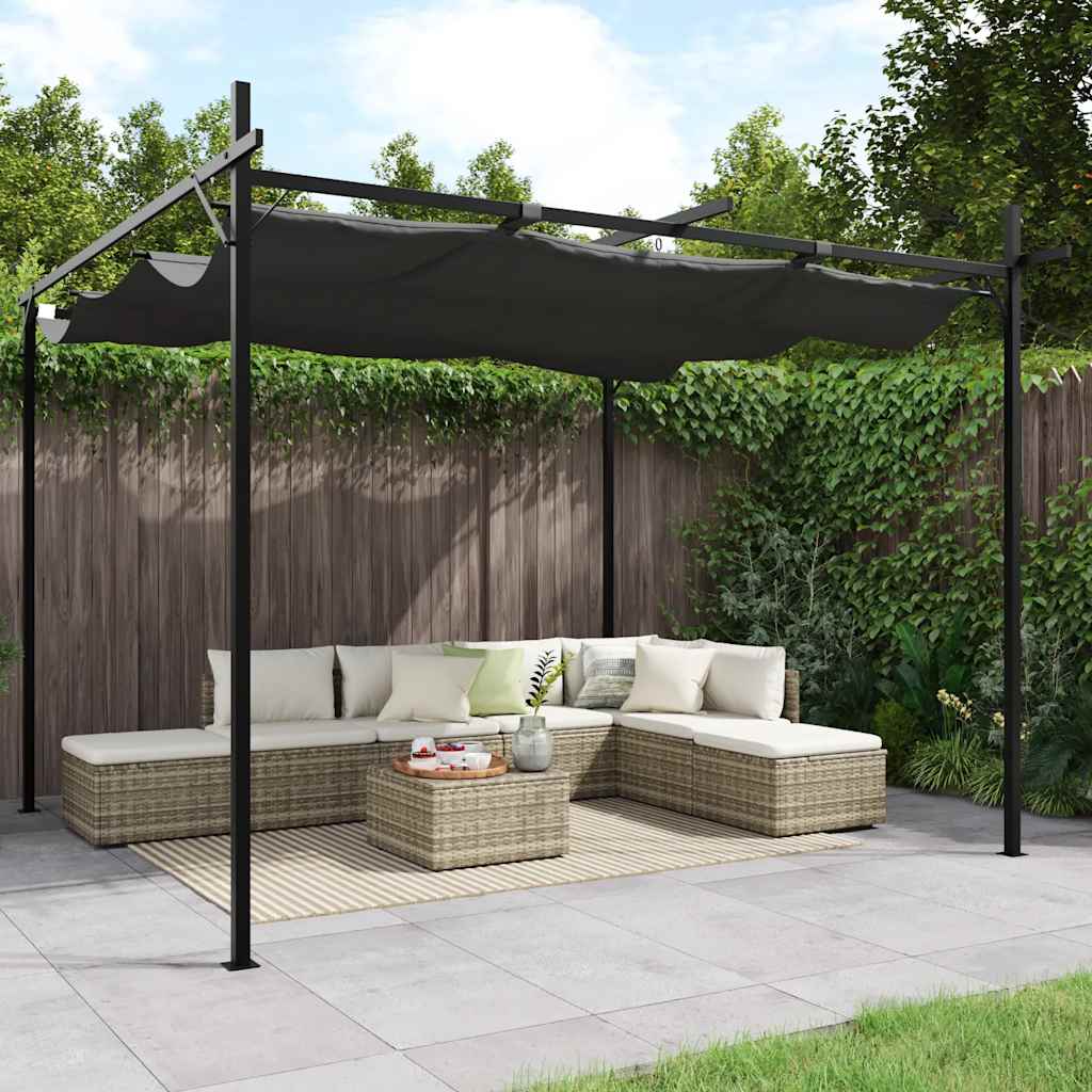 Anthrazit Pergola mit Schiebedach 295x292 cm