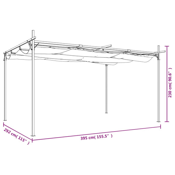 vidaXL Pergola avec toit coulissant Crème 395x292x230 cm