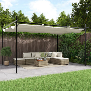 vidaXL Pergola avec toit coulissant Crème 395x292x230 cm