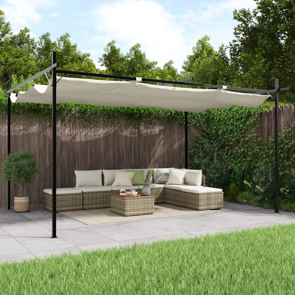vidaXL Pergola avec toit coulissant Crème 395x292x230 cm