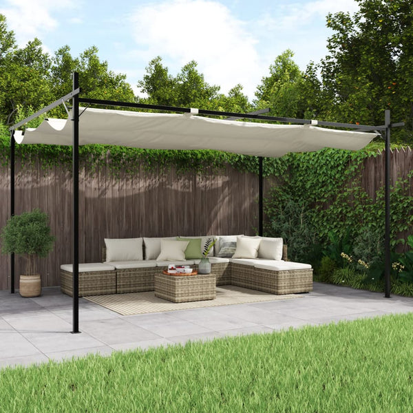 vidaXL Pergola avec toit coulissant Crème 395x292x230 cm