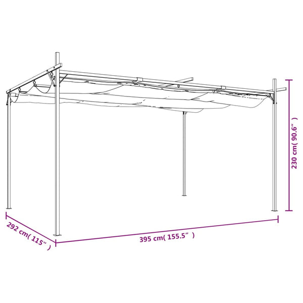 vidaXL Pergola avec toit coulissant taupe 395x292x230 cm