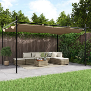 vidaXL Pergola avec toit coulissant taupe 395x292x230 cm