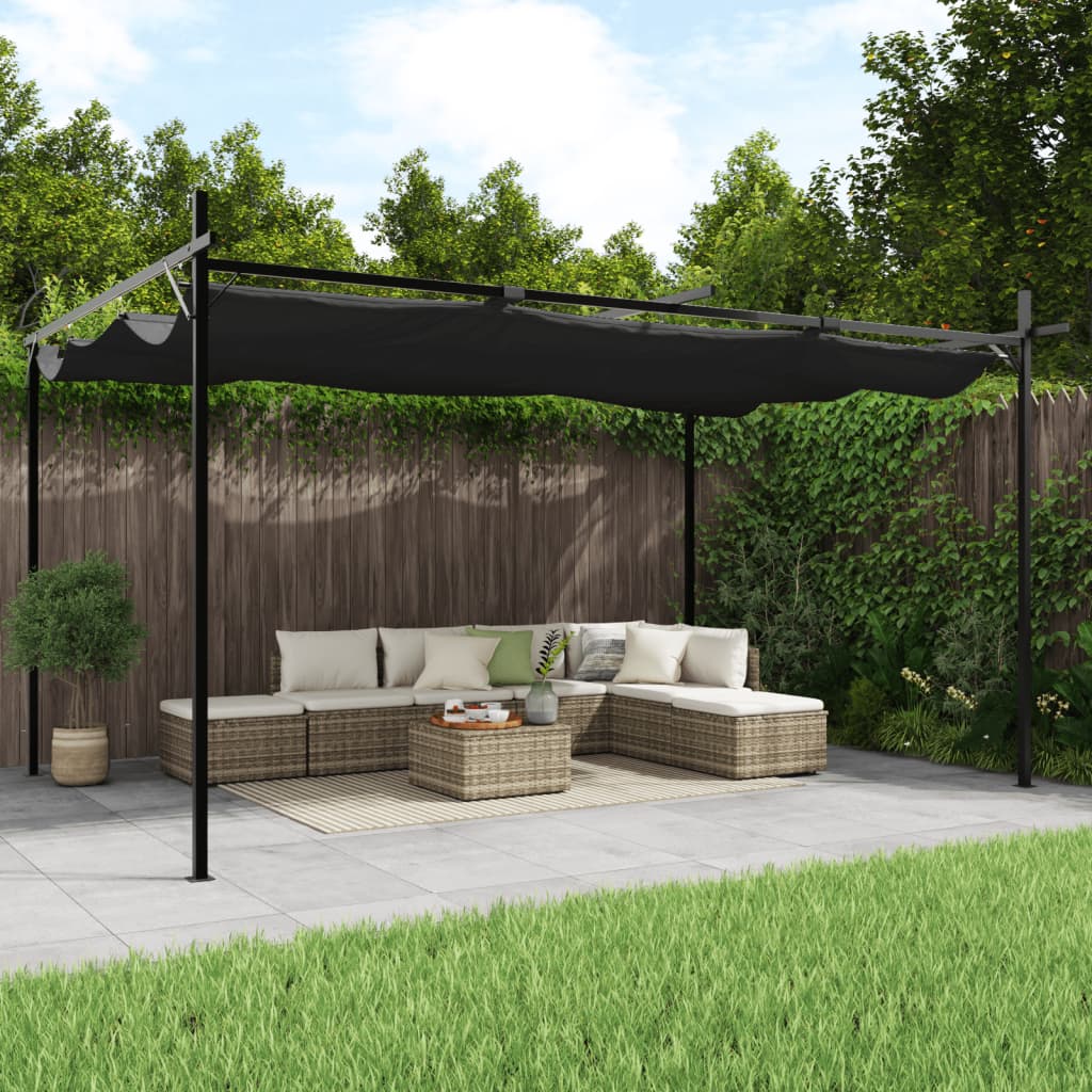 Anthrazit Pergola mit Schiebedach 395x292 cm