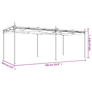 vidaXL Pergola à toit rétractable Crème 589x292x230 cm