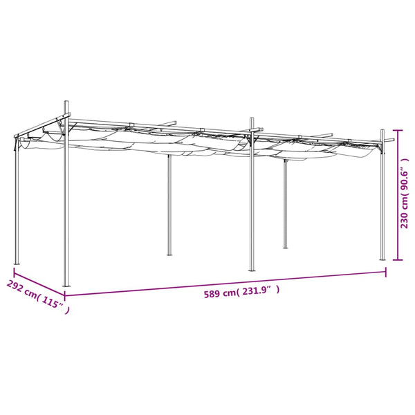 vidaXL Pergola à toit rétractable Crème 589x292x230 cm