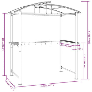 Grillpavillon mit Seitenregalen Anthrazit 210x114x230 cm