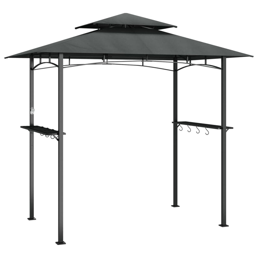 Grillpavillon mit Seitenregalen Anthrazit 240x150 cm
