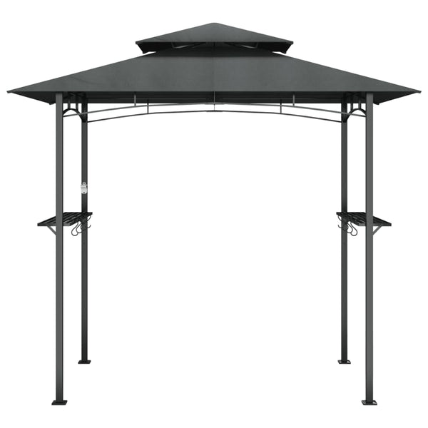 Grillpavillon mit Seitenregalen Anthrazit 240x150 cm