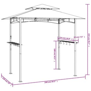Grillpavillon mit Seitenregalen Anthrazit 240x150 cm