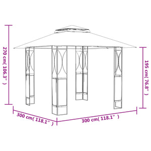 Anthrazit Pavillon 300x300 cm Stahl