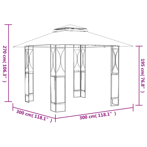 Anthrazit Pavillon 300x300 cm Stahl