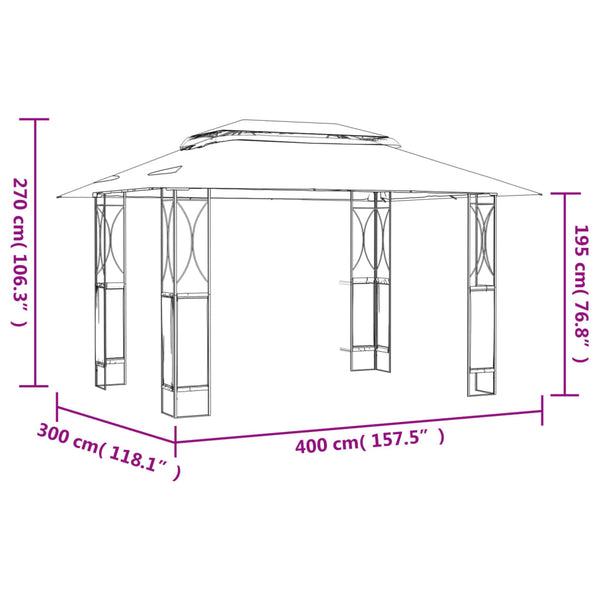 Pavillon Anthrazit 400x300 cm Stahl