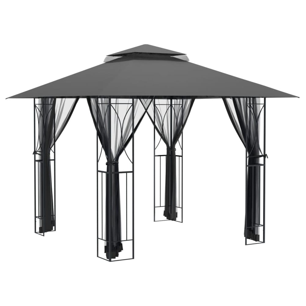 Pavillon mit Seitenwänden Anthrazit 300x300 cm