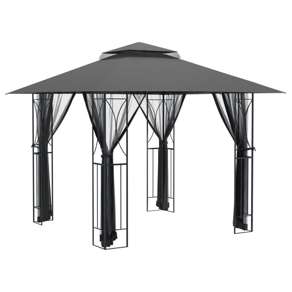 Pavillon mit Seitenwänden Anthrazit 300x300 cm