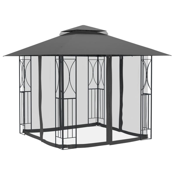 Pavillon mit Seitenwänden Anthrazit 300x300 cm