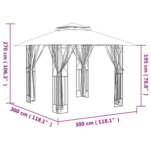 Pavillon mit Seitenwänden Anthrazit 300x300 cm