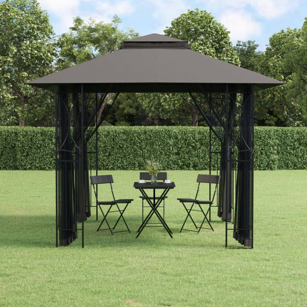 Pavillon mit Seitenwänden Anthrazit 300x300 cm