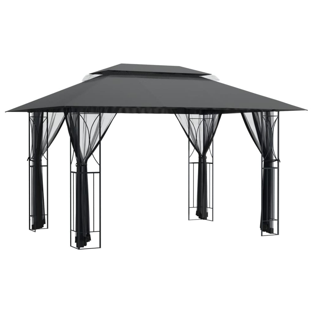 Pavillon mit Seitenwänden 400x300 Anthrazit