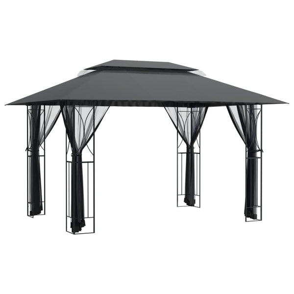 Pavillon mit Seitenwänden 400x300 Anthrazit