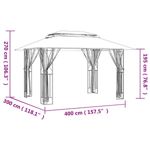 Pavillon mit Seitenwänden 400x300 Anthrazit
