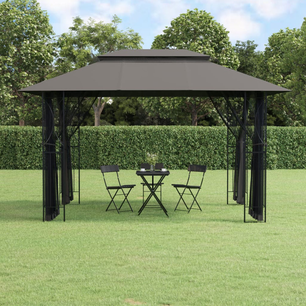 Pavillon mit Seitenwänden 400x300 Anthrazit