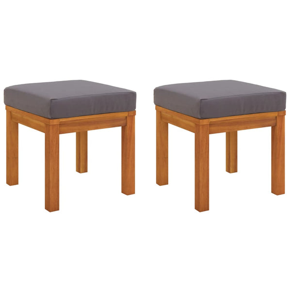 Akazienholz Gartenhocker mit Kissen, 2er Set