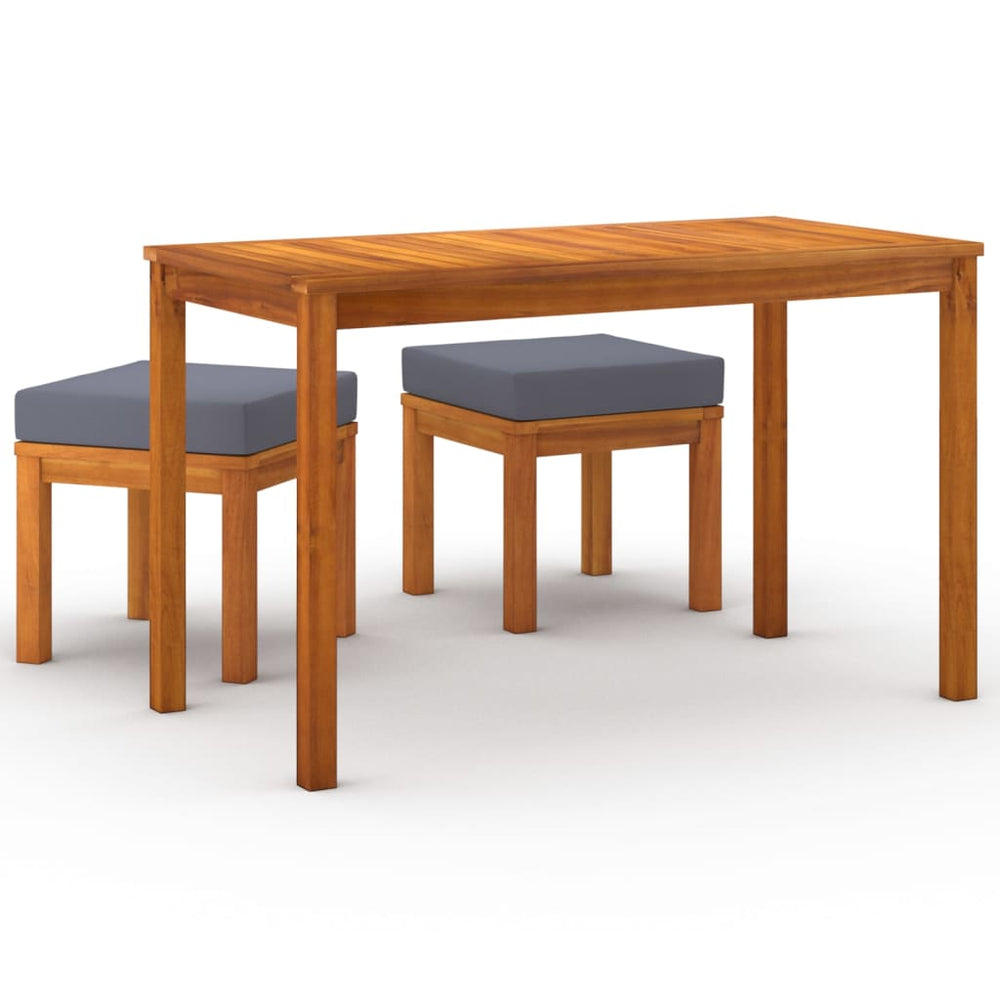 vidaXL Ensemble repas de jardin 3 pcs avec coussins Bois d'acacia massif