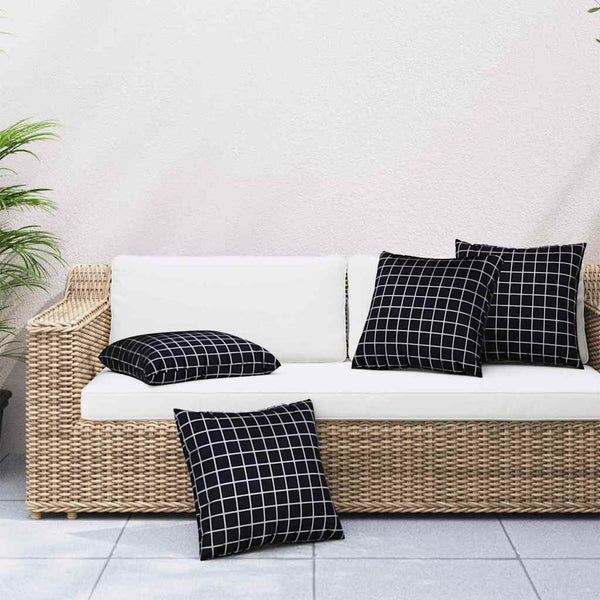 Streukissen 4er Set Schwarz Kariert 50x50 cm