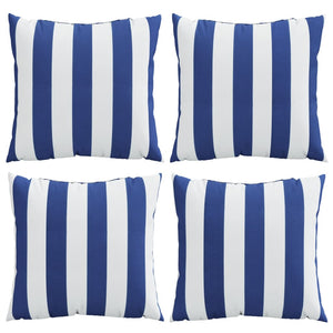 vidaXL Coussins décoratifs 4 pcs Bleu et blanc à rayures 60x60 cm Tissu