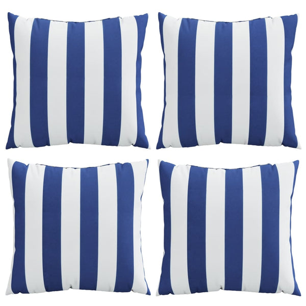 vidaXL Coussins décoratifs 4 pcs Bleu et blanc à rayures 60x60 cm Tissu