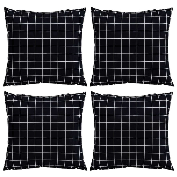 vidaXL Coussins d'appoint 4 pcs Noir à carreaux 60 x 60 cm Tissu en polyester