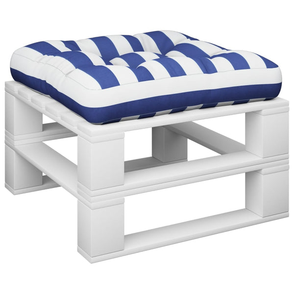 vidaXL Coussin de palette bleu blanc rayé 50x50x12 cm tissu